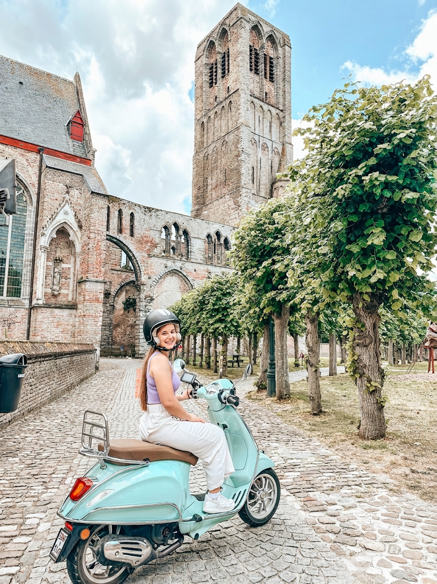 Vespa at historic church